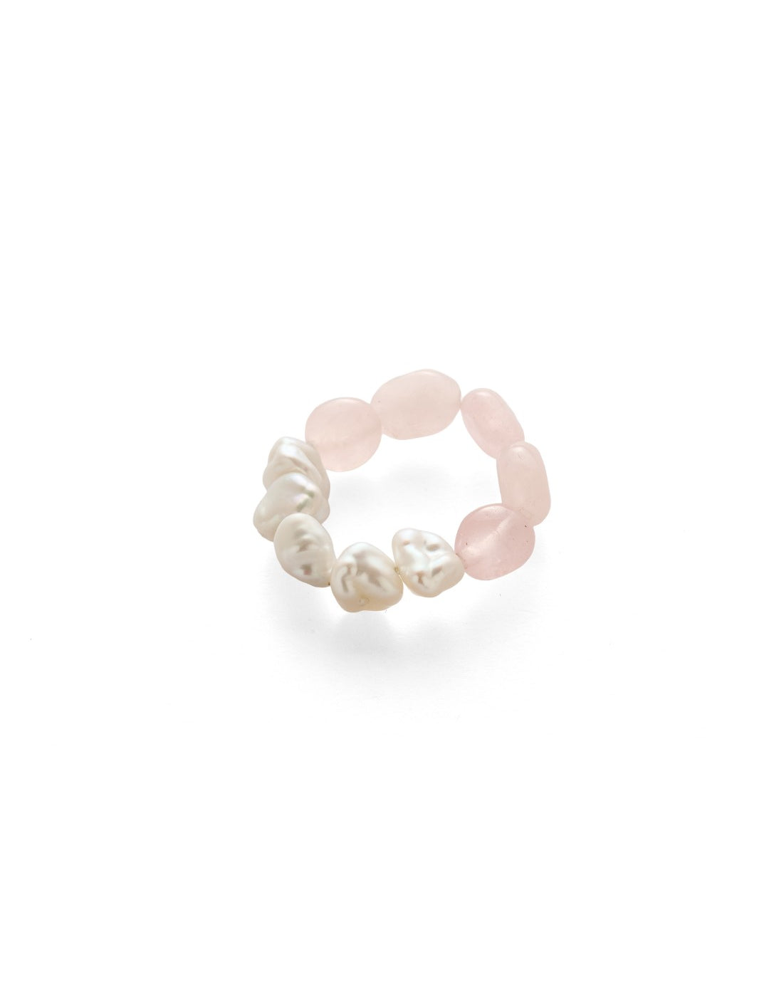 Blush Petal Irregular Rose Quartz Pearl Ring gembea jewelry