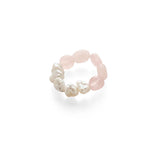 Blush Petal Irregular Rose Quartz Pearl Ring gembea jewelry