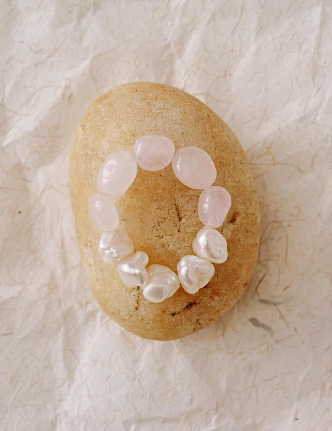 Blush Petal Irregular Rose Quartz Pearl Ring gembea jewelry