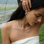 Blush Petal Rose Quartz Baroque Pearl Earrings gembea jewelry