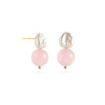 Blush Petal Rose Quartz Baroque Pearl Earrings gembea jewelry