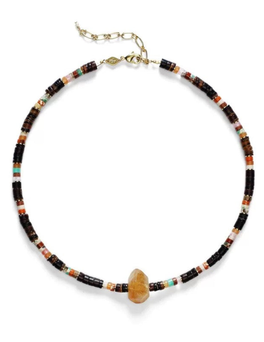 Bohemian-style Natural Stone Lemon Crystal Necklace gembea jewelry