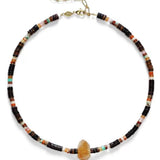 Bohemian-style Natural Stone Lemon Crystal Necklace gembea jewelry
