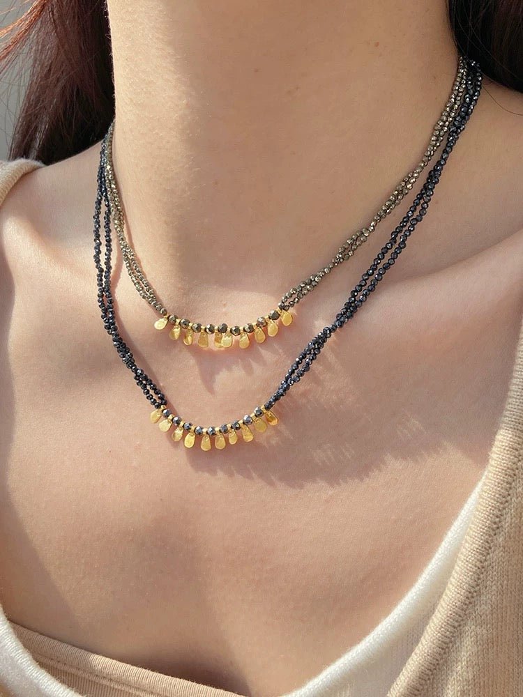 Bohemian Soulbound Double-Layer Gemstone Necklace gembea jewelry