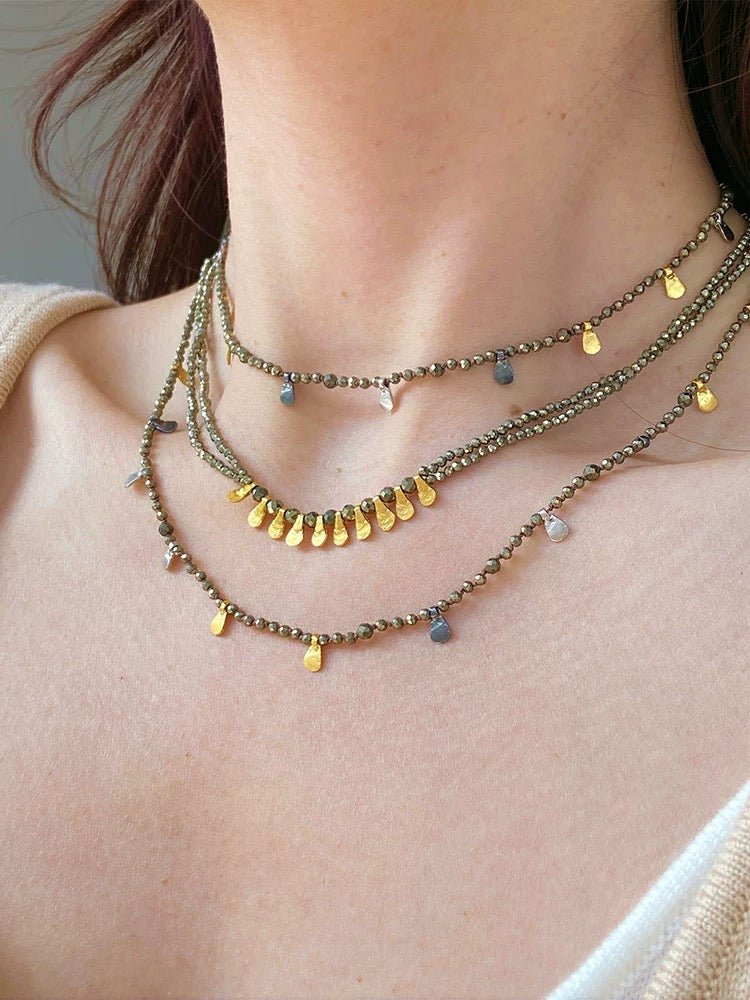 Bohemian Soulbound Double-Layer Gemstone Necklace gembea jewelry
