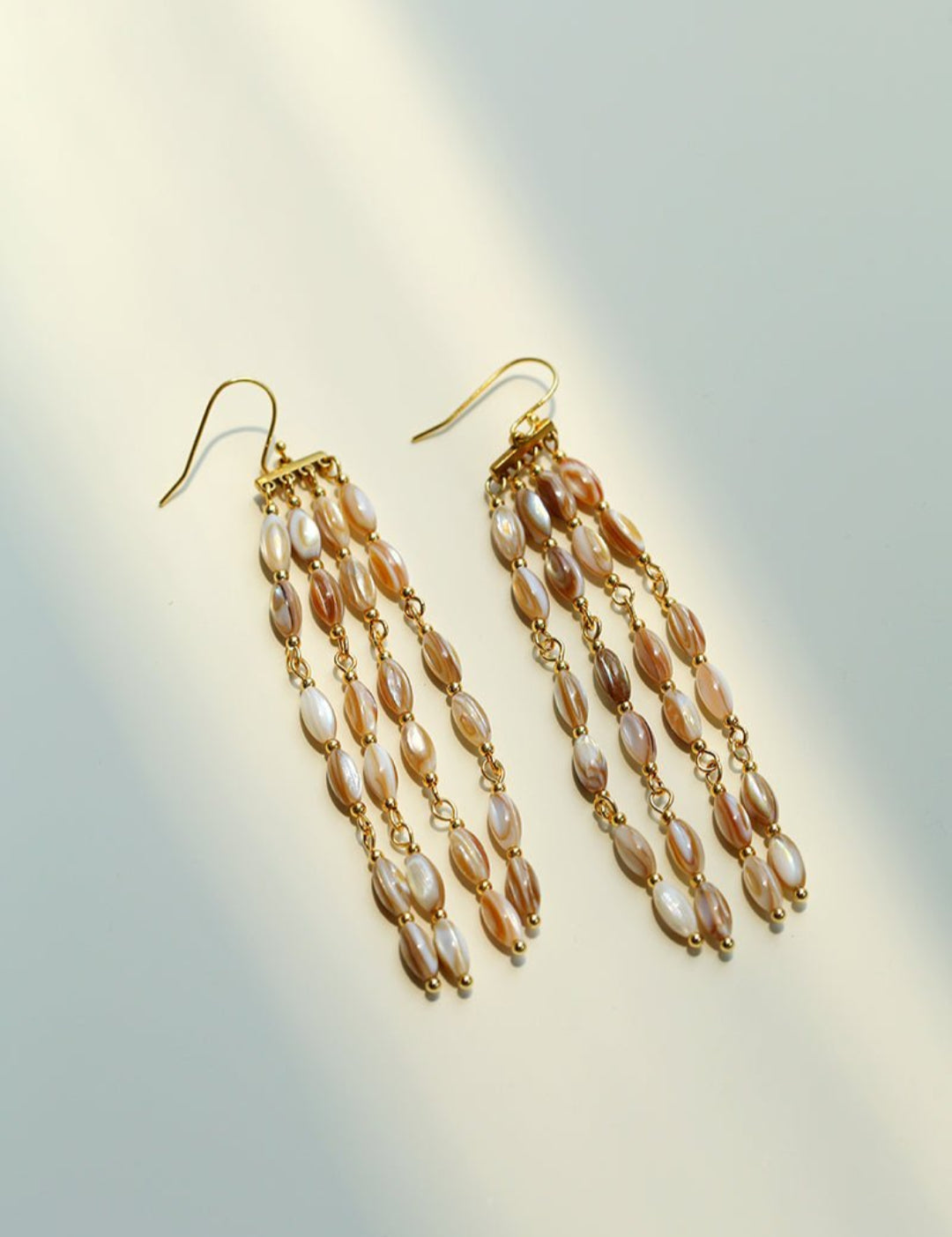 Boho Style Natural Shell Tassel Dangle Earrings gembea jewelry