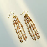 Boho Style Natural Shell Tassel Dangle Earrings gembea jewelry