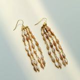 Boho Style Natural Shell Tassel Dangle Earrings gembea jewelry