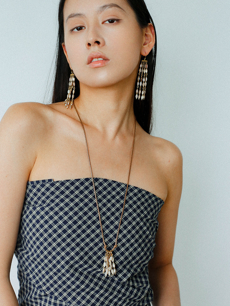 Boho Style Natural Shell Tassel Dangle Earrings gembea jewelry