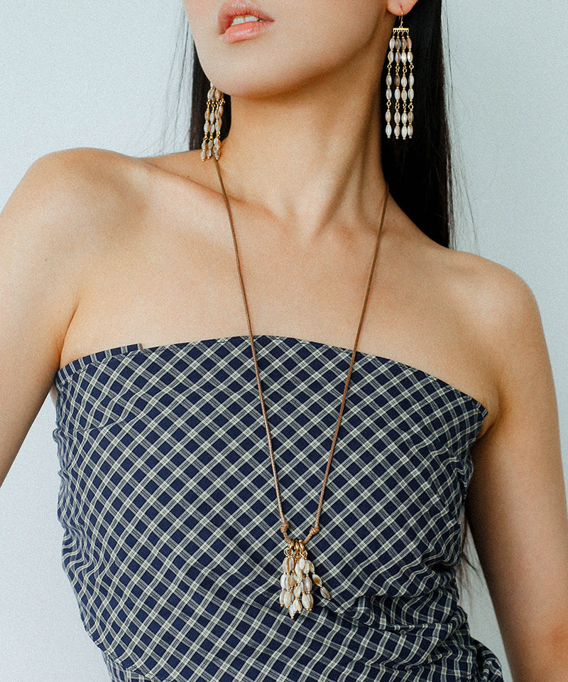 Boho Style Shell Tassel Pendant Necklace gembea jewelry