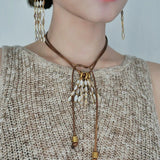 Boho Style Shell Tassel Pendant Necklace gembea jewelry