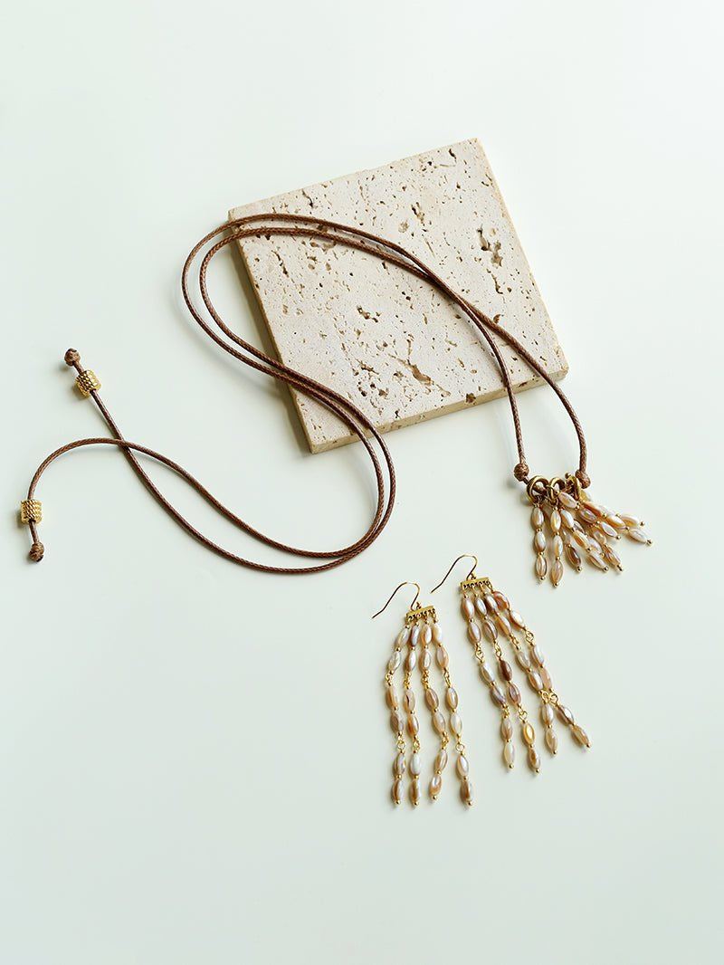 Boho Style Shell Tassel Pendant Necklace gembea jewelry