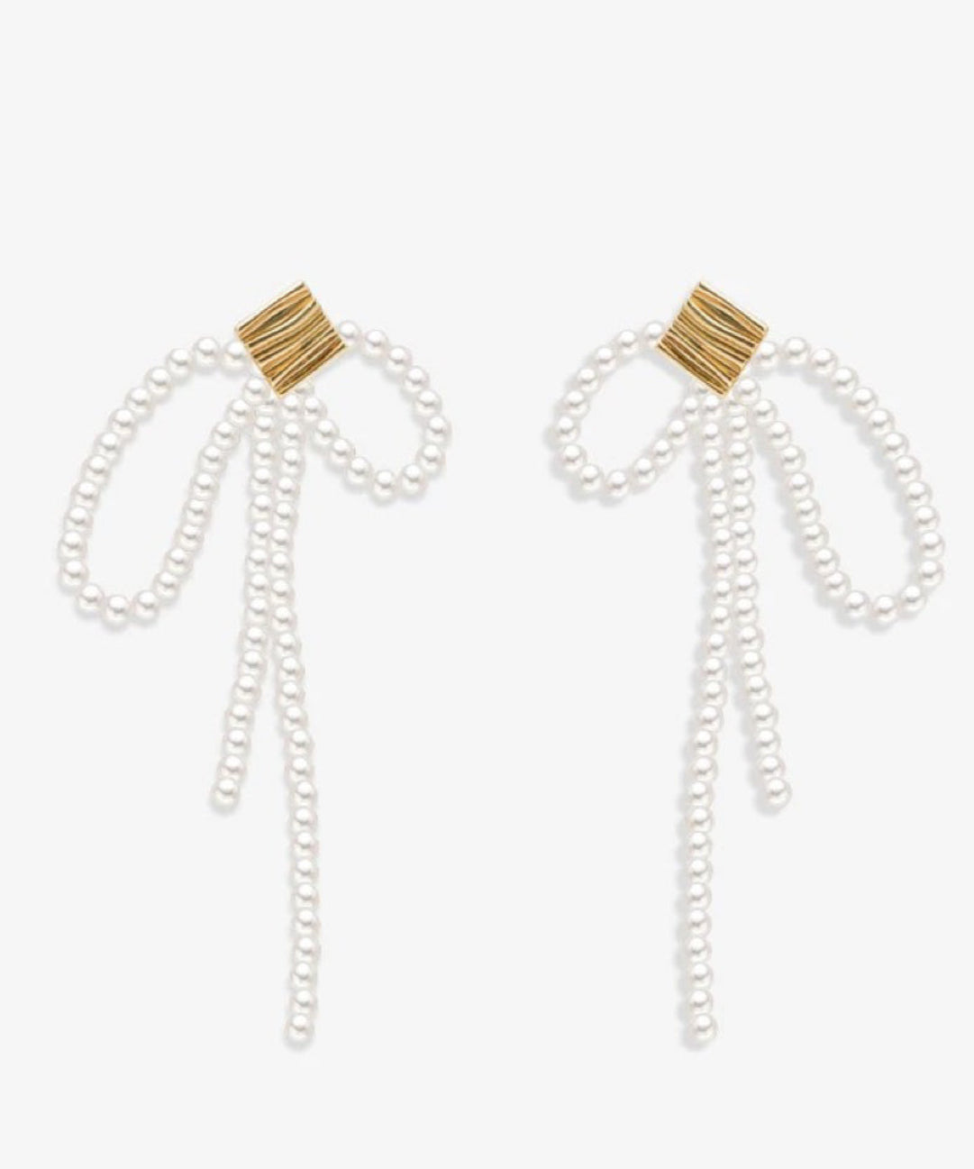 Bow Dance Metal Lava Long Pearl Earrings gembea jewelry