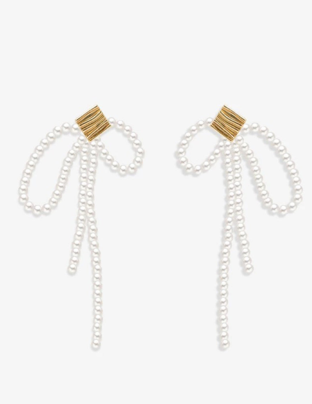 Bow Dance Metal Lava Long Pearl Earrings gembea jewelry