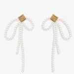 Bow Dance Metal Lava Long Pearl Earrings gembea jewelry