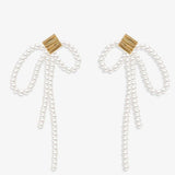 Bow Dance Metal Lava Long Pearl Earrings gembea jewelry