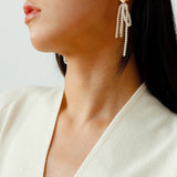 Bow Dance Metal Lava Long Pearl Earrings gembea jewelry