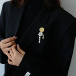 Brushed Metal Bee Pearl Brooch gembea jewelry