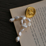 Brushed Metal Bee Pearl Brooch gembea jewelry