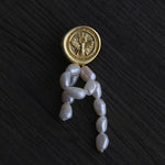 Brushed Metal Bee Pearl Brooch gembea jewelry