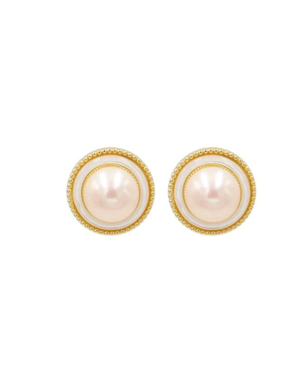 Button Freshwater Pearl Stud Earrings gembea jewelry