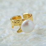 Button Shaped Baroque Pearl Ring - Gembea Jewelry