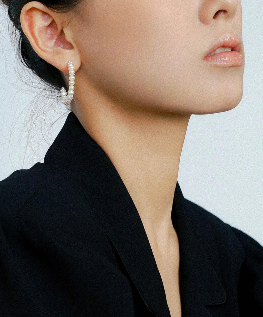 Natural Freshwater Pearl Earrings French Classic - Gembea Jewelry