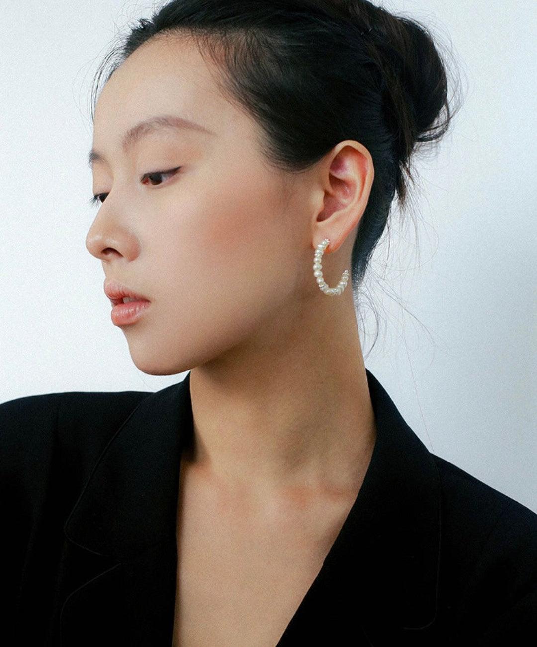 Natural Freshwater Pearl Earrings French Classic - Gembea Jewelry