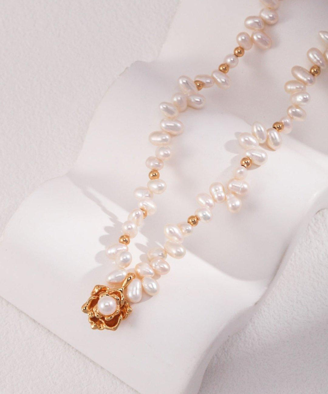 Camellia Unique Pendant Freshwater Pearl Necklaces - Gembea Jewelry