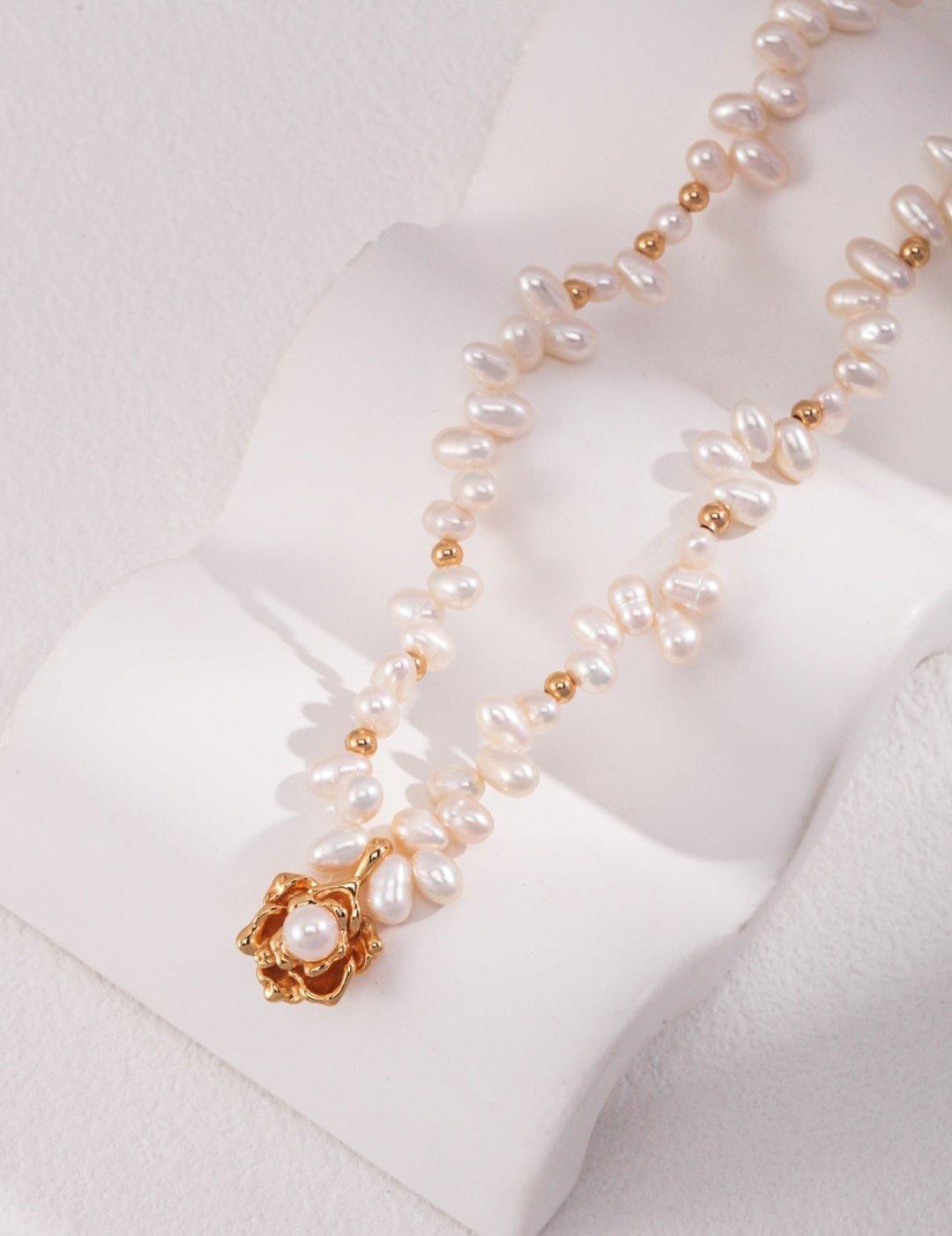 Camellia Unique Pendant Freshwater Pearl Necklaces - Gembea Jewelry