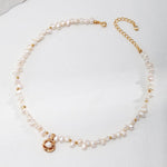 Camellia Pendant Natural Pearl Beaded Necklace - Gembea Jewelry