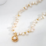 Camellia Pendant Natural Pearl Beaded Necklace - Gembea Jewelry