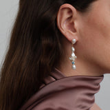 Capri Irregular Blue Zircon Pearl Long Earrings GEMBEA JEWELRY