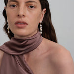 Capri Irregular Blue Zircon Pearl Long Earrings GEMBEA JEWELRY