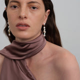 Capri Irregular Blue Zircon Pearl Long Earrings GEMBEA JEWELRY