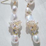 Capri Irregular White Zircon Pearl Long Earrings gembea jewelry