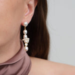 Capri Irregular White Zircon Pearl Long Earrings gembea jewelry
