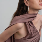 Capri Irregular White Zircon Pearl Long Earrings gembea jewelry