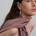 Capri Irregular White Zircon Pearl Long Earrings gembea jewelry