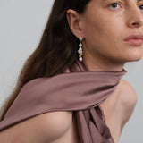 Capri Irregular White Zircon Pearl Long Earrings gembea jewelry