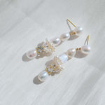 Capri Irregular White Zircon Pearl Long Earrings gembea jewelry