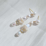 Capri Irregular White Zircon Pearl Long Earrings gembea jewelry