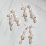 Capri Irregular Blue Zircon Pearl Long Earrings GEMBEA JEWELRY