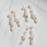 Capri Irregular Blue Zircon Pearl Long Earrings GEMBEA JEWELRY