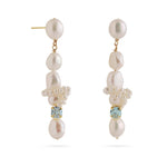 Capri Irregular Blue Zircon Pearl Long Earrings GEMBEA JEWELRY