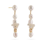 Capri Irregular Champagne Zircon Pearl Long Earrings gembea jewelry