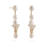 Capri Irregular Champagne Zircon Pearl Long Earrings gembea jewelry