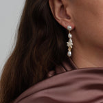 Capri Irregular Champagne Zircon Pearl Long Earrings gembea jewelry