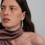 Capri Irregular Champagne Zircon Pearl Long Earrings gembea jewelry