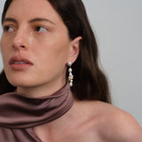 Capri Irregular Champagne Zircon Pearl Long Earrings gembea jewelry